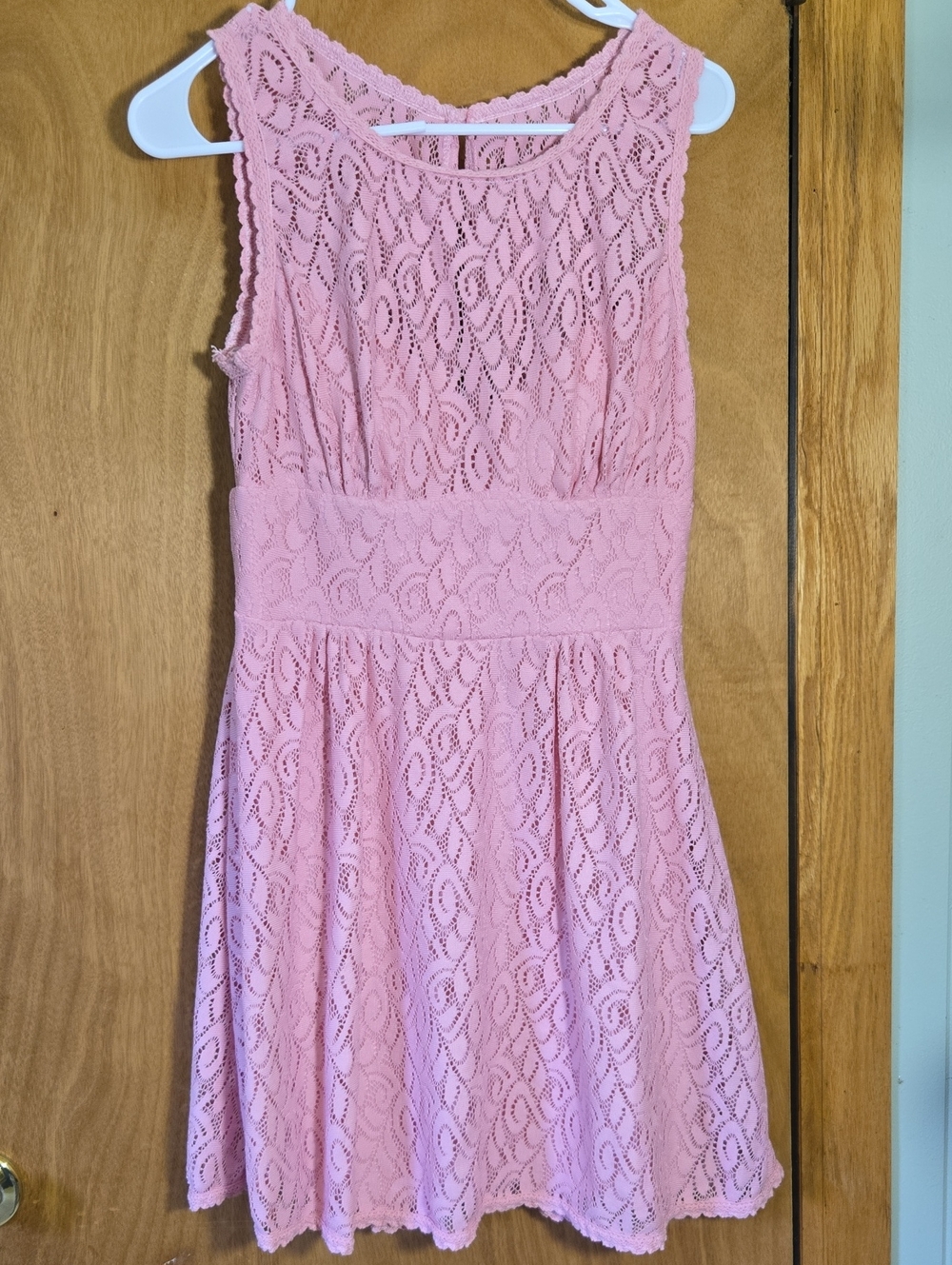 B Darlin Pink Lace Fit-and-Flare Mini Dress